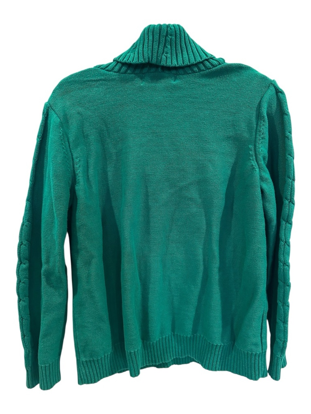 Karen Scott Green Cable Knit Shawl Collar Sweater Size 1X Cozy Buckle Accent - Picture 2 of 7